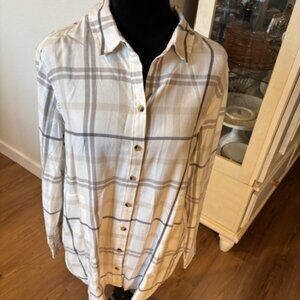 Jachs Girlfriend NWT White Plaid Soft Flannel Shirt Med